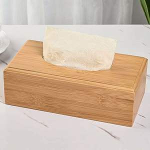 Caja de pañuelos artesanal de madera para decoración rústica del hogar con patrón de veta de madera visible - Product Image 2