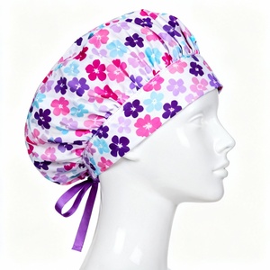 Laboratory Workers Adjustable <b>Working</b> Caps With Buttons Satin Lined Elastic Ponytail <b>Scrub</b> Caps For Women Nurse - Product Image 2