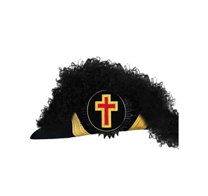 Gorra de Caballero Templario Eminent Commander con plumas negras lisas, accesorio ceremonial de primera calidad. - Product Image 1