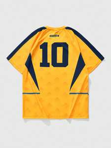 Maillot de football américain professionnel jaune marine en maille unie grande taille, sublimation frontale, chemise de match athlétique 100 % polyester - Product Image 2