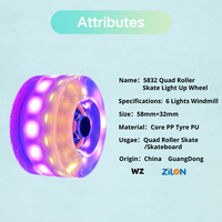 Roues lumineuses LED personnalisables ZiLon, durables, imperméables, respirantes, légères, en PP, 24 mm, rebond élevé, dureté 85A, pour adultes