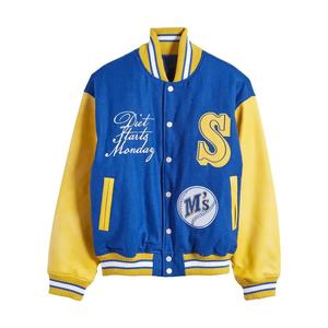 Blouson aviateur en laine Letterman Varsity vintage pour hommes personnalisé OEM style hiver avec manches en cuir brodé en chenille - Product Image 6