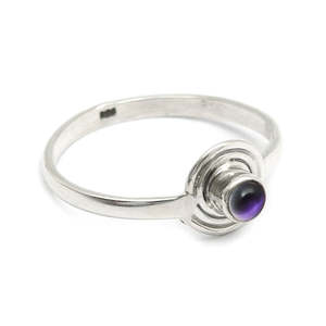Bagues originales faites à la main en améthyste taillée ronde, argent sterling 925, design tendance, bijoux en gros, bijoux bohèmes raffinés - Product Image 1