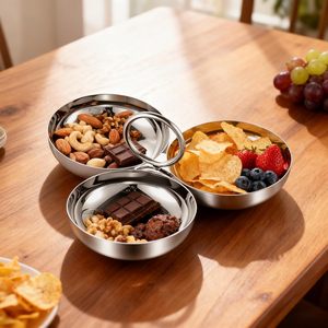 premium stainless steel 3 in 1 portable snacking bowls - Product Image 6