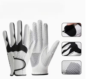 Gants de golf blancs et noirs longueur poignet avec motif hexagonal, en polyester durable, pour sports de plein air, décontractés, printemps-automne - Product Image 1