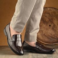 Chaussures de lecture classiques en cuir d'animaux, unisexes |   Chaussures habillées à enfiler avec semelle intérieure rembourrée |   Design confortable et élégant fait main