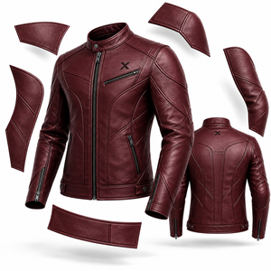 Chaqueta de Motocicleta de Cuero con Paneles Múltiples |   Rojo Borgoña Negro Gris |   Fabricante OEM ODM |   Diseño de Calidad Premium |   Ropa de Carreras | - Product Image 6