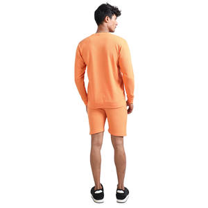 Nuevo Conjunto de Pantalones Cortos y Sudadera de Forro Polar para Hombre, Color Sólido, Casual, 100% Algodón, Tejido Transpirable, Logotipo Personalizado en la Parte Delantera - Product Image 4