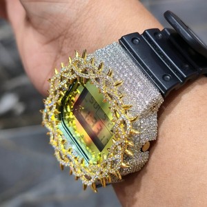 Reloj de Cuarzo Digital con Incrustaciones de Diamantes de Imitación, Correa de Acero Inoxidable de 20 mm, Esfera Cuadrada, Unisex, Estilo Hip Hop, Cierre de Pulsera para Niños - Product Image 2