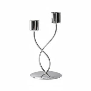 Modern <b>Silver</b> Metal Elegant 2 Arm Serpentine <b>Candle</b> <b>Holder</b> Stand Unique Sculptural Wedding Centerpiece Home Decor Gift - Product Image 1