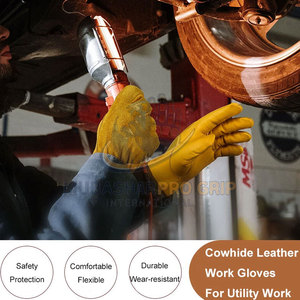 Gants de travail en cuir grainé durable, manchette renforcée, ajustement sécurisé, antidérapants, résistants à la chaleur, respirants, pour les tâches de manutention sur le lieu de travail - Product Image 6