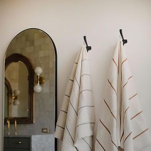 <b>Black</b> Metal Wall Mounted Dual Hook Coat Hanger with Screws and Anchors for Bathroom Entryway - Product Image 5