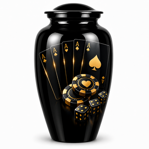 Luxury Premium Poker Chips <b>Playing</b> <b>Cards</b> Picture sticker with Enamel Memorial Cremation Urn for Adults Human Funeral Ashes - Product Image 2