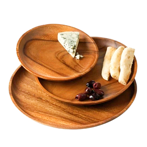 Assiette de chargeur naturelle de forme ronde Assiette de chargeur en bois à l'hôtel de maison personnalisé avec style à l'assiette de dîner - Product Image 4