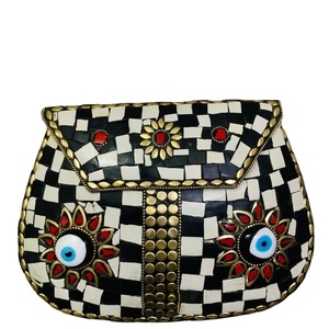 กระเป๋าคลัทช์สำหรับผู้หญิงสำหรับงานแต่งงานและโอกาสพิเศษกระเป๋าคลัทช์ทำจากโลหะโมเสกมีสไตล์ดีไซน์เนอร์งานแฮนด์เมด - Product Image 1