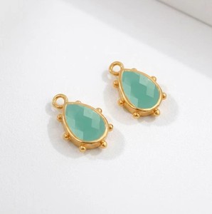 8x12mm Faceted Gemstone Charm <b>Pendant</b> - Gold Plated Bezel Setting Charm for Jewelry Making - Product Image 4