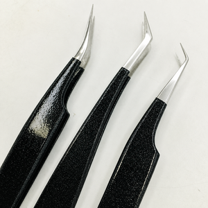 Ensemble de pinces à extensions de cils professionnelles en acier inoxydable à pointe lisse avec manche noir de qualité supérieure, 13 cm, 3 pièces, outils de précision pour les cils - Product Image 5