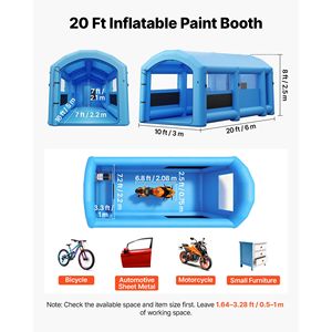 Cabina de Pintura Inflable Portátil de 20x10x8 pies con Sopladores de 480W+750W y Área de Cambio de Filtro de Algodón Grande - Product Image 2