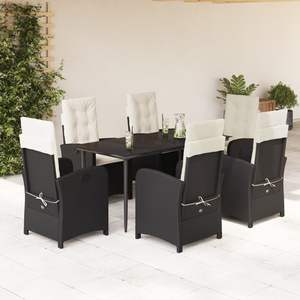 Juego de Comedor para Jardín en Negro y Blanco Crema para Muebles de Patio - Product Image 1