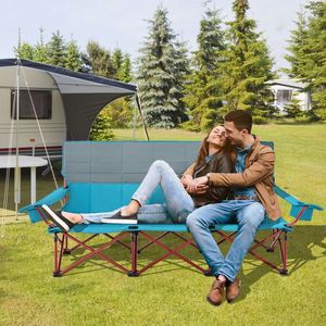 Three-Person Folding <b>Camping</b> Chair with Cotton Padding and <b>Storage</b> Bag Featuring 2 Cup Holders - Product Image 2