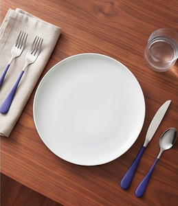 Ensemble de couverts minimalistes avec poignées violettes, en acier inoxydable, compatibles lave-vaisselle, pour une utilisation sur la table de mariage - Product Image 2