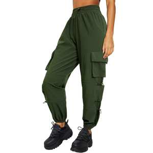 Women Winter Fleece Cargo Pants Thickened Elastic Waist Workwear Style <b>Warm</b> Loose Fit Large Size Pocket Trousers Vintage Pants - Product Image 1