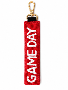 Llavero Deportivo Ligero con Cuentas Rojas y Blancas, Clip Dorado, Ajustable, Personalizado con Nombre del Equipo, Accesorio de Moda Fácil de Usar - Product Image 1