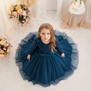 Exclusivo Vestido de Princesa Morpichh de Terciopelo con Lentejuelas Bordadas y Cuello en V para Niñas, Vestido de Fiesta Infantil, Venta al Por Mayor, OEM, ODM - Product Image 4