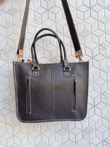 Bolso Tote de Piel de Vacuno con Patrón Occidental, Elegante Bolso de Cuero con Pelo, Tallado a Mano, para Mujer, Multiusos - Product Image 4