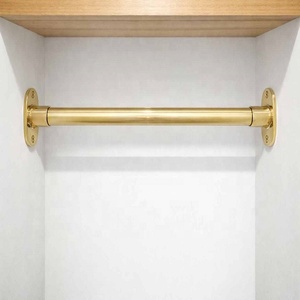Tringle à rideaux murale/plafond en laiton brossé moderne, finition dorée, détachable, pour armoire, style ferme, hôtel - Product Image 4