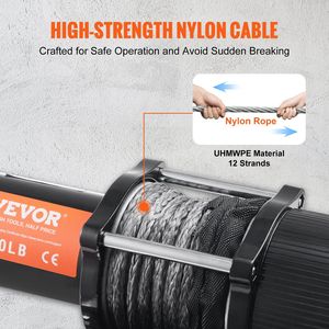 12V 4500 lb Load Capacity <b>Electric</b> Winch with 1/4 X 39ft Nylon Rope IP55 Wireless Handheld Remote for <b>ATV</b> UTV Haw - Product Image 4