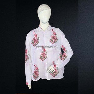 Hermosa camisa india hecha a mano de algodón para mujer, estilo casual de verano, túnica midi boho con diseño de estampado en bloques. - Product Image 5
