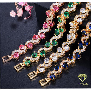 925 <b>Sterling</b> <b>Silver</b> Lab Grown Diamond Rose Gold <b>Bracelet</b> With Floral Cluster Links Premium Fashion Jewelry For Retailers - Product Image 2