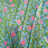 Tissu en coton bio lavé et cardé imprimé, écologique, pour décoration intérieure, artisanat, motif palmier rouge, rideau en coton indien fait main sur mesure