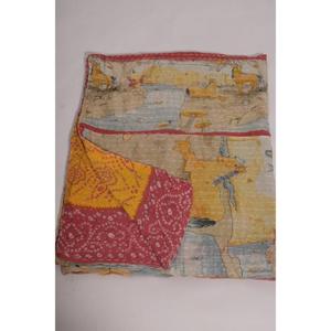 Vintage Kantha <b>Quilt</b> Handmade Printed Floral Cotton Washable Reversible Indian Boho Bedspread Eco Friendly Decor - Product Image 5