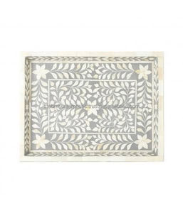 Bandeja de servicio de resina MDF personalizada hecha a mano de tamaño mediano con diseño de incrustaciones de hueso de camello Floral antiguo uso doméstico económico - Product Image 4