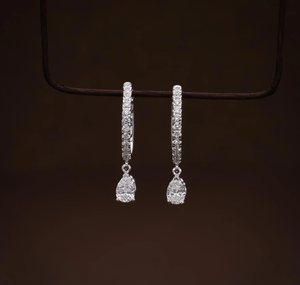 Boucles d'oreilles de luxe en argent 925 avec diamants de laboratoire, taille poire, couleur F, style vintage, certifiées IGI, pour fiançailles et mariage, bijoux fins - Product Image 2