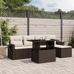 Ensemble de canapés de jardin modulaires en rotin PE brun, 6 pièces, collection de meubles de jardin - Product Image 1