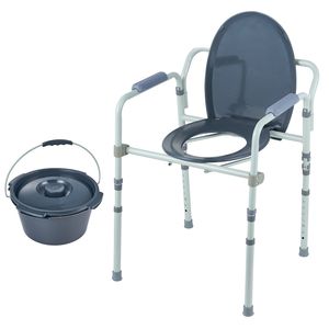 Sedia da Ospedale con Sedile WC Più Largo, Altezza Regolabile a 7 Livelli, Secchio Rimovibile da 5,8L, Facile Montaggio - Product Image 1