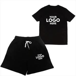 Ensemble décontracté personnalisé avec logo, design confortable, streetwear, tenue deux pièces, t-shirt et short pour hommes, OEM, été, ensemble assorti en soie - Product Image 1