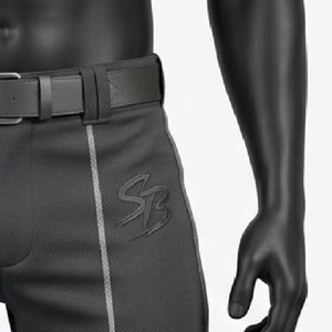<b>Men's</b> Black Baseball <b>Knicker</b> Pants With Side Stripe Logo On Right Leg Breathable Lightweight Sporty Fit High Waist Belt Closure - Product Image 3