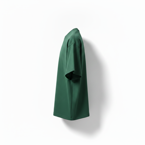 Camiseta de algodón verde de corte holgado para hombre, manga corta, cuello redondo, estilo casual, anti-bolitas, 180g, logo frontal - Product Image 3