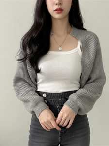 Black PU <b>Leather</b> Stand Collar Cropped <b>Blazer</b> Full Sleeve Minimalist Women's <b>Jacket</b> Autumn Style - Product Image 3
