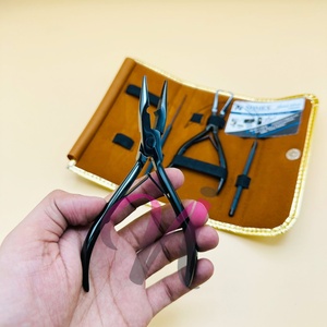 Kit d'outils pour extensions de cheveux noires brillantes, pince micro-link, pince à bec effilé, acier inoxydable, boucle et crochet pour extensions de cheveux nouées à la main - Product Image 3