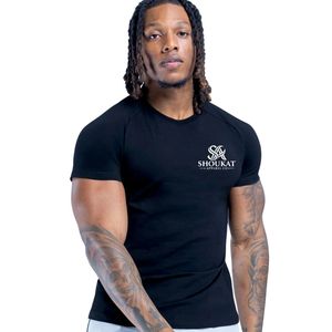 T-shirt homme noir slim fit col rond, logo personnalisé, manches courtes, vêtements de sport, vêtements décontractés, fabricant Shoukat Apparel - Product Image 3