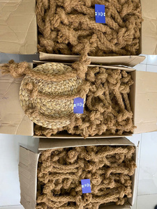 เชือกใยมะพร้าวคุณภาพสูง สีฟ้า ลายดอกบัว เป็นมิตรต่อสิ่งแวดล้อม |   เชือกใยธรรมชาติทนทาน มีขนาดใหญ่ ให้เลือกแบบเส้นใยละเอียดได้ - Product Image 6