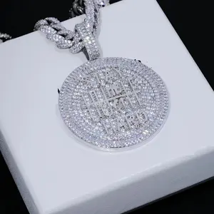 Pendentif personnalisé en argent sterling 925 avec diamant Tishya pour femme, 2 carats, rond, véritable MOISSANITE - Product Image 2