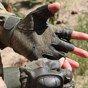 Gants de sport noirs en PU, mi-doigts, longueur poignet, respirants, non doublés, pour usage sportif printemps-été - Product Image 5