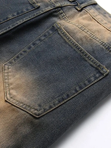 Jean en denim délavé tendance, de haute qualité, écologique, 100 % coton biologique, coupe droite, décontracté, motif uni - Product Image 6