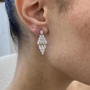 Pear & Marquise Cut <b>Diamond</b> Chandelier Drop <b>Earrings</b> Solid Gold Cluster <b>Dangle</b> <b>Earrings</b> Luxury Bridal Wedding Fine Jewelry Gift - Product Image 4